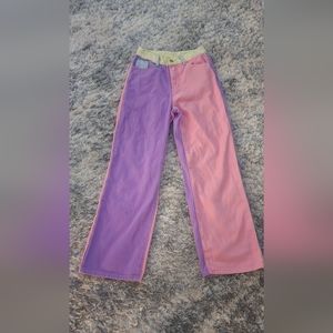 Floral Pink and Purple Retro Jeans